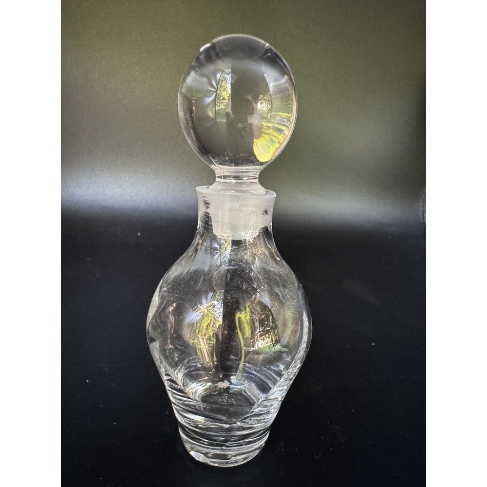 Vintage Clear Small Glass/Crystal Perfume Bottle With Round Stopper READ